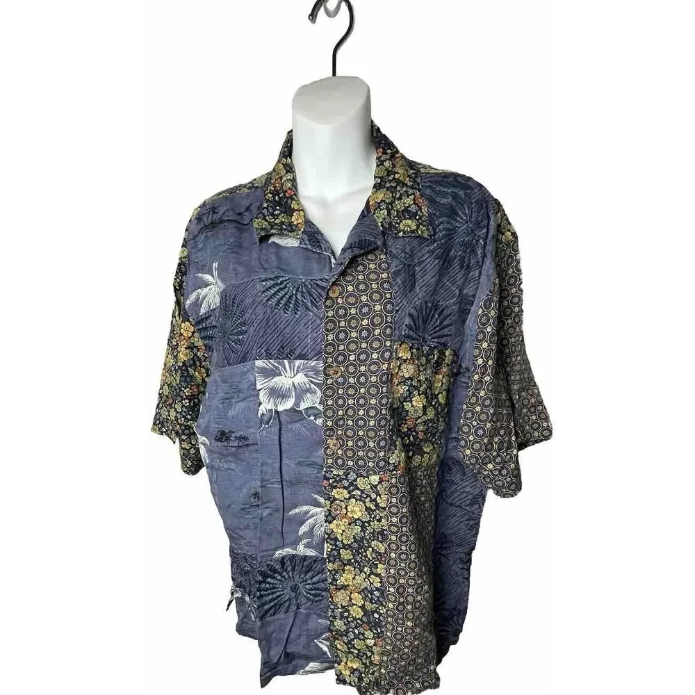 TOMMY BAHAMA Men's S/S Shirt, Sewn Patchwork Pattern,‎ XL - Picture 3 of 11